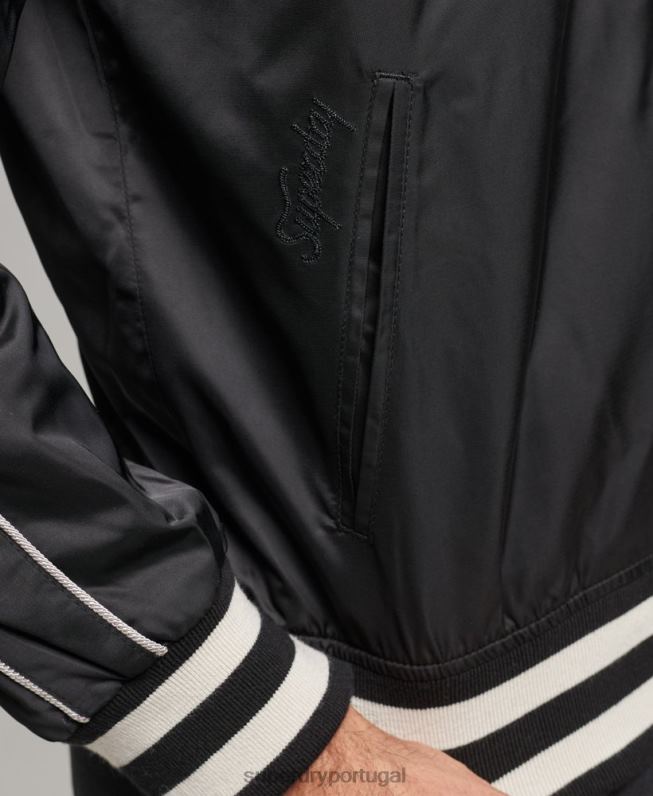 jaqueta bomber vintage sukajan homens cinza escuro roupas Superdry 2208H4459