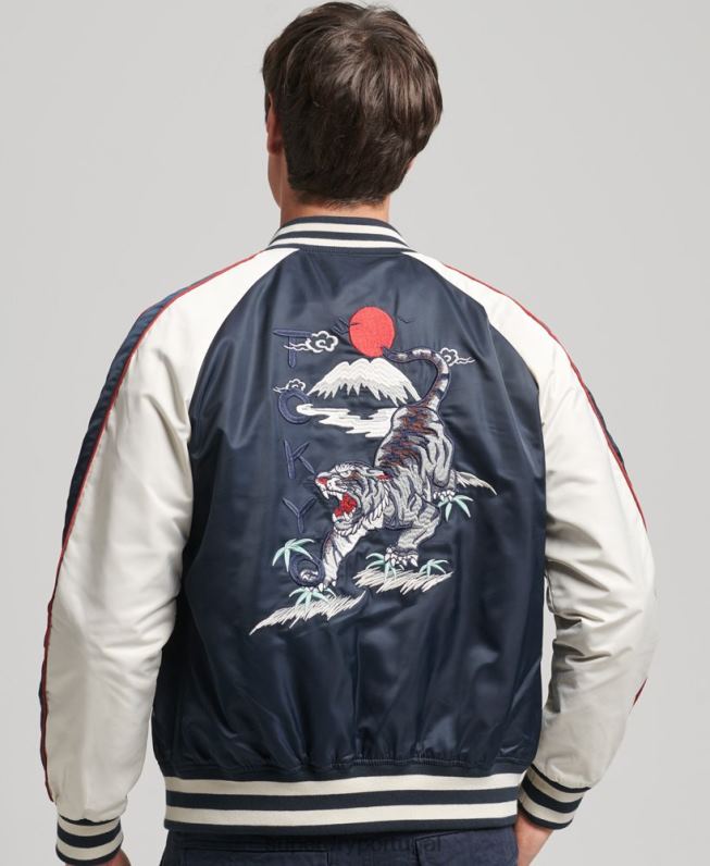 jaqueta bomber vintage sukajan homens marinha roupas Superdry 2208H4585