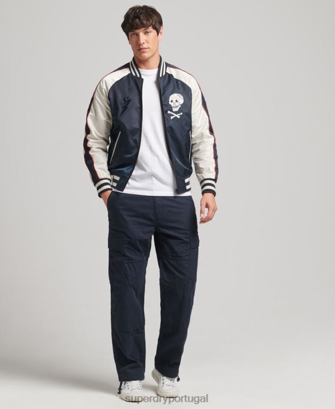 jaqueta bomber vintage sukajan homens marinha roupas Superdry 2208H4585