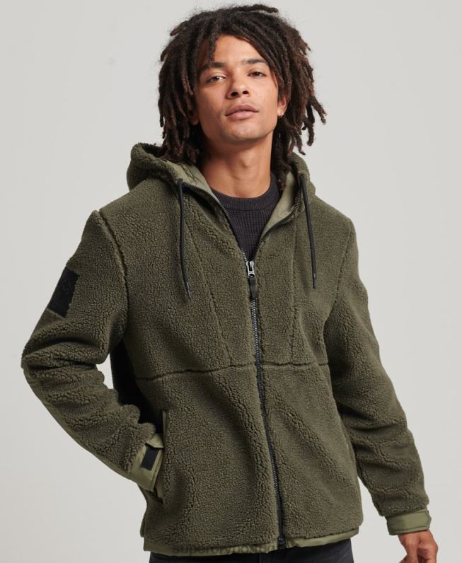 jaqueta borg híbrida xpd homens caqui roupas Superdry 2208H5005