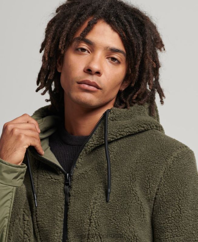 jaqueta borg híbrida xpd homens caqui roupas Superdry 2208H5005