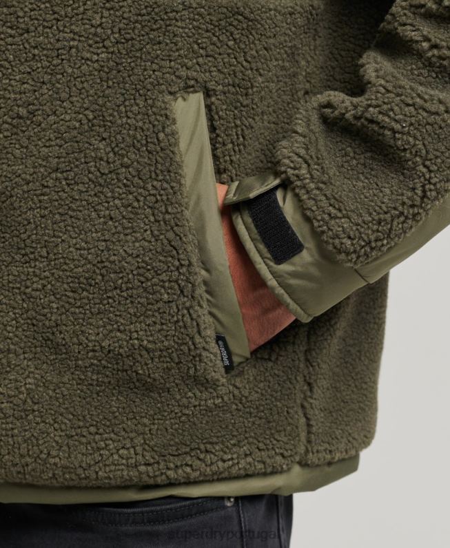 jaqueta borg híbrida xpd homens caqui roupas Superdry 2208H5005