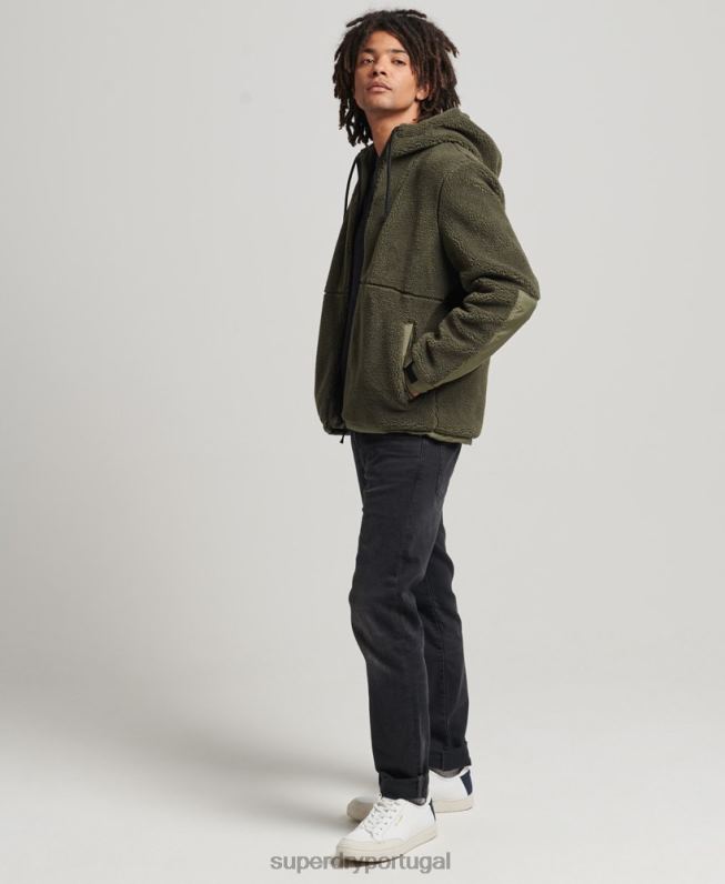 jaqueta borg híbrida xpd homens caqui roupas Superdry 2208H5005