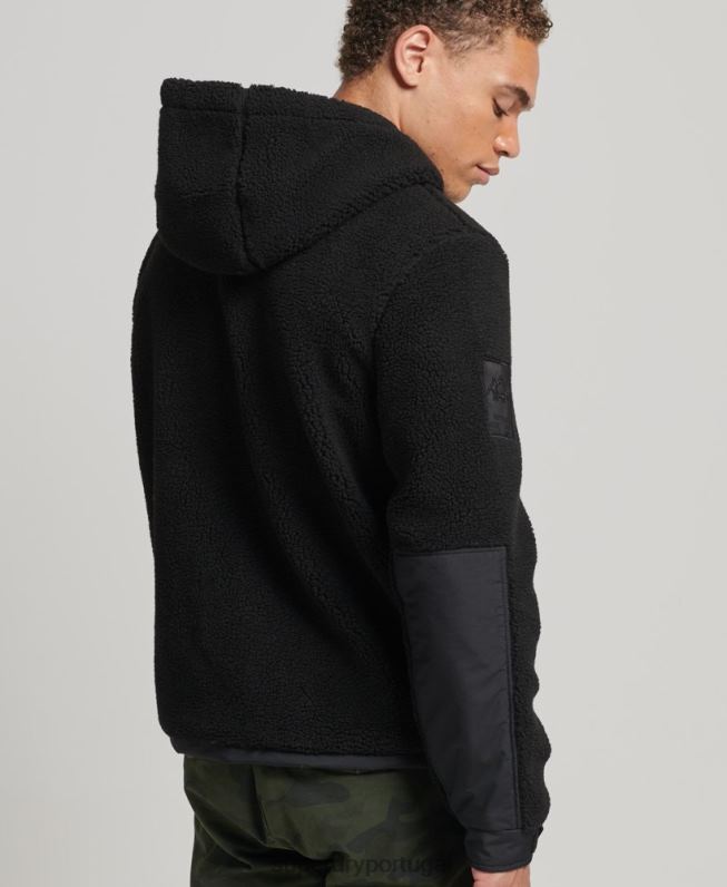jaqueta borg híbrida xpd homens preto roupas Superdry 2208H5002