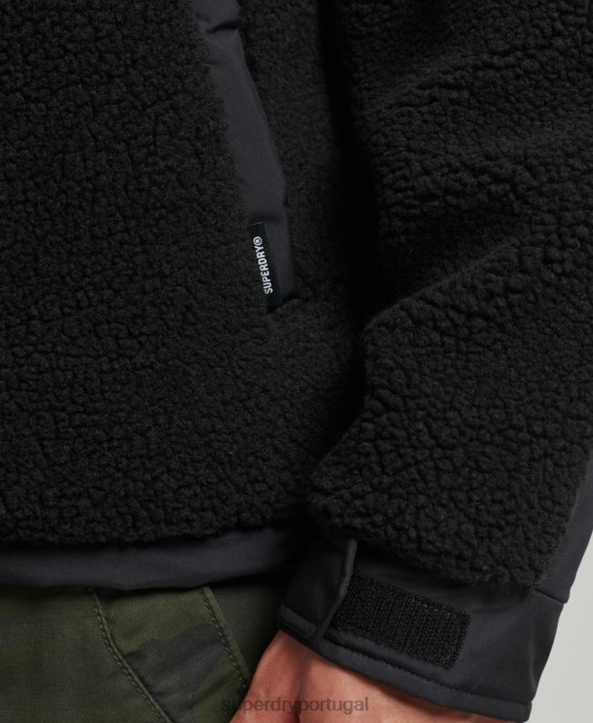 jaqueta borg híbrida xpd homens preto roupas Superdry 2208H5002