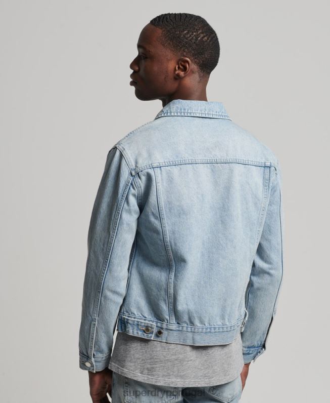 jaqueta caminhoneiro salteador homens azul claro roupas Superdry 2208H4707