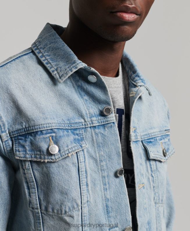 jaqueta caminhoneiro salteador homens azul claro roupas Superdry 2208H4707