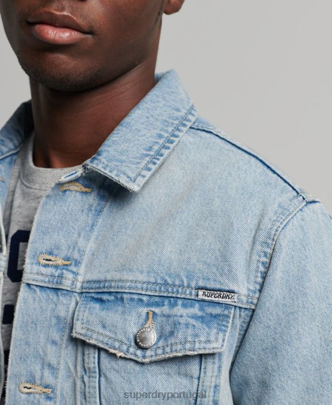 jaqueta caminhoneiro salteador homens azul claro roupas Superdry 2208H4707