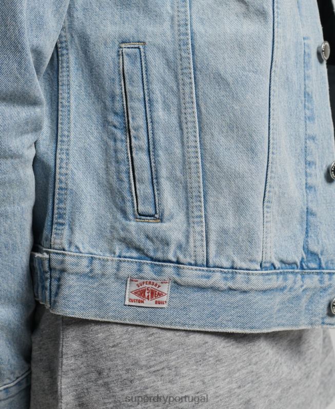 jaqueta caminhoneiro salteador homens azul claro roupas Superdry 2208H4707