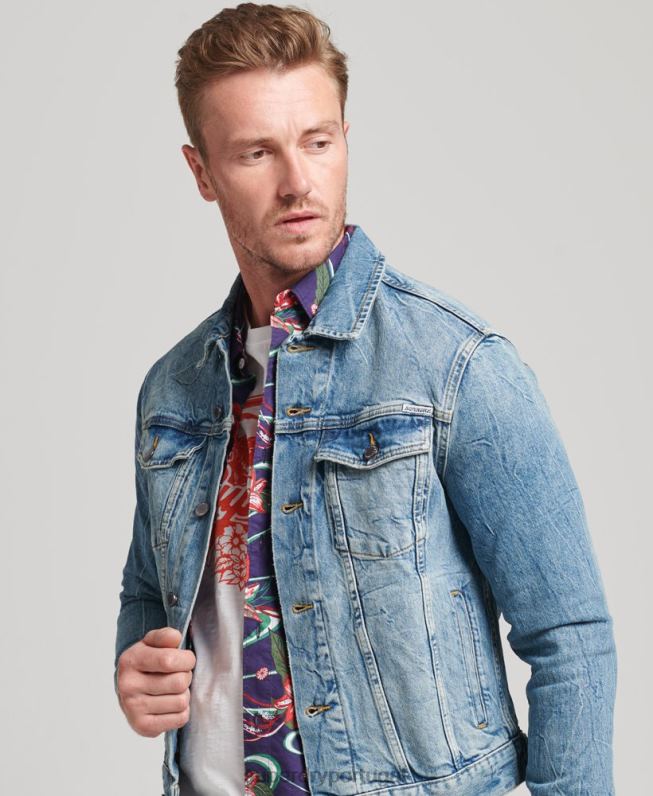 jaqueta caminhoneiro salteador homens azul roupas Superdry 2208H4438