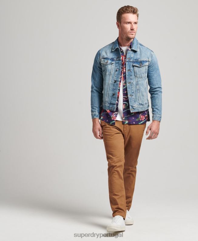 jaqueta caminhoneiro salteador homens azul roupas Superdry 2208H4438