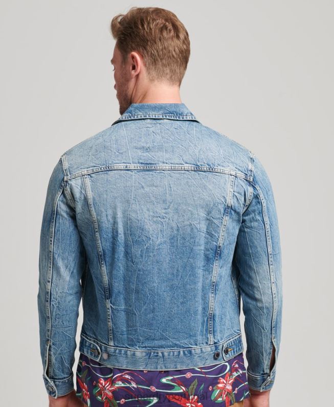 jaqueta caminhoneiro salteador homens azul roupas Superdry 2208H4438