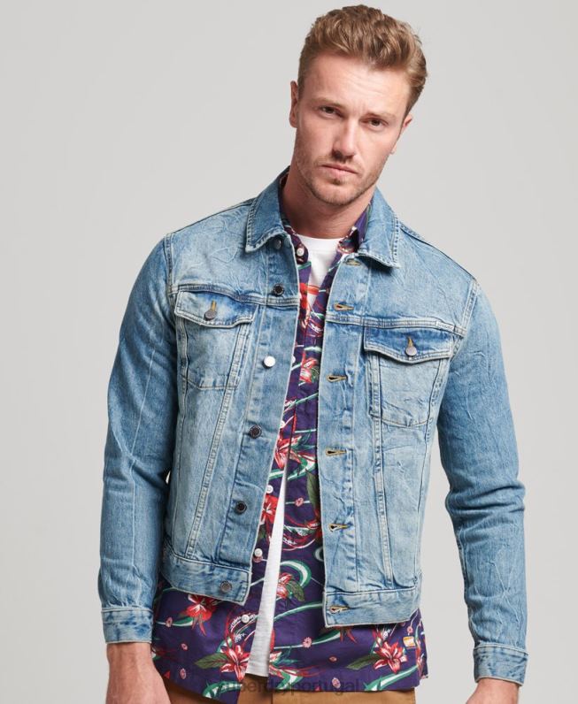 jaqueta caminhoneiro salteador homens azul roupas Superdry 2208H4438