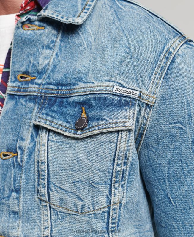 jaqueta caminhoneiro salteador homens azul roupas Superdry 2208H4438