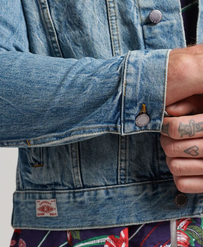 jaqueta caminhoneiro salteador homens azul roupas Superdry 2208H4438