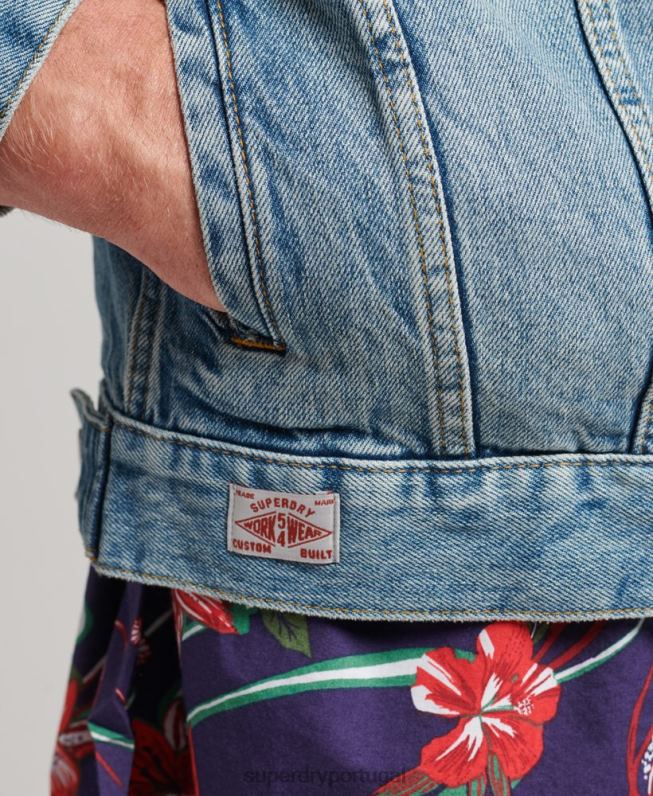 jaqueta caminhoneiro salteador homens azul roupas Superdry 2208H4438