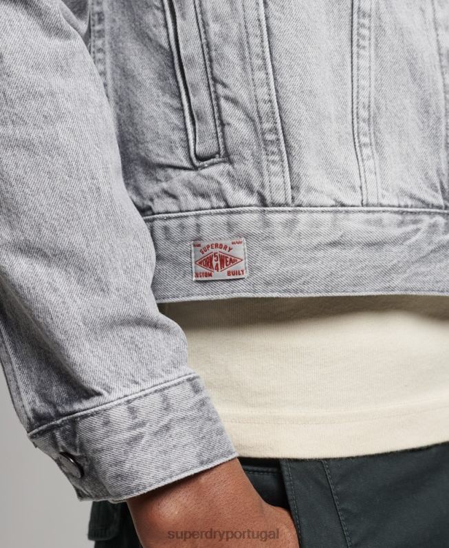 jaqueta caminhoneiro salteador homens cinza roupas Superdry 2208H4745