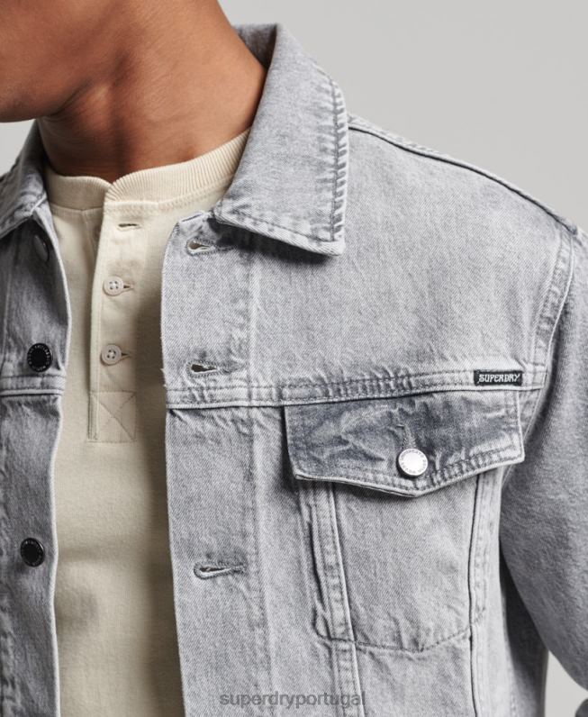 jaqueta caminhoneiro salteador homens cinza roupas Superdry 2208H4745