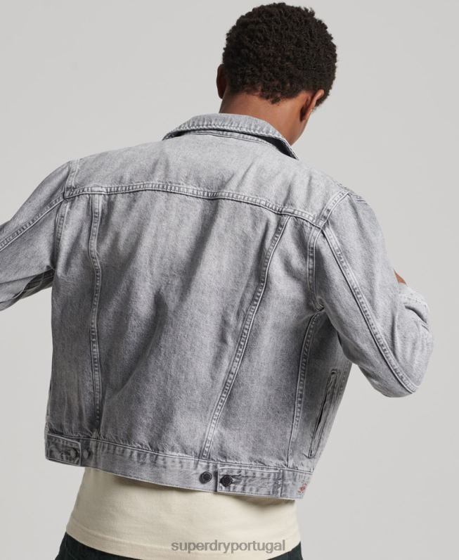 jaqueta caminhoneiro salteador homens cinza roupas Superdry 2208H4745