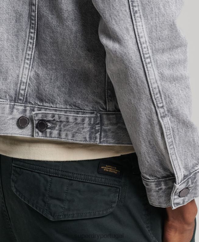 jaqueta caminhoneiro salteador homens cinza roupas Superdry 2208H4745