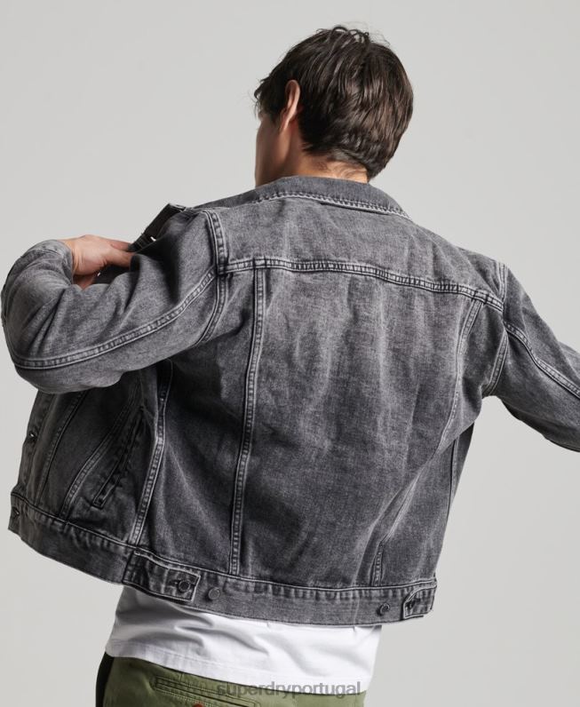 jaqueta caminhoneiro salteador homens preto roupas Superdry 2208H4530