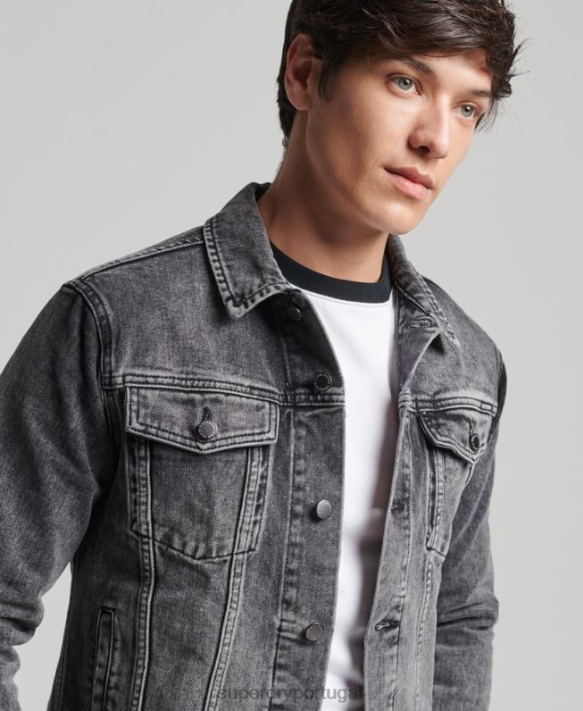 jaqueta caminhoneiro salteador homens preto roupas Superdry 2208H4530