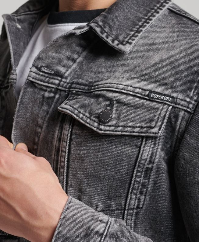 jaqueta caminhoneiro salteador homens preto roupas Superdry 2208H4530