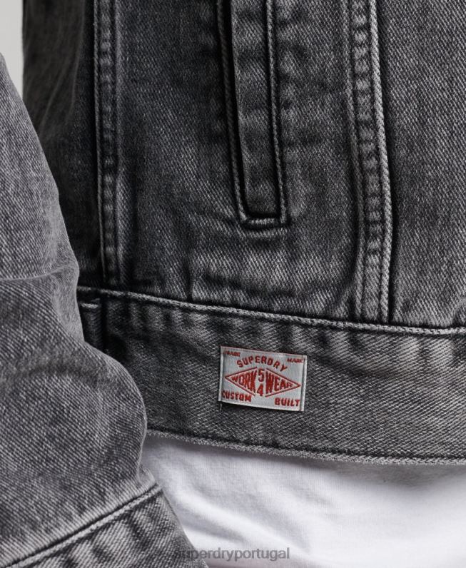 jaqueta caminhoneiro salteador homens preto roupas Superdry 2208H4530