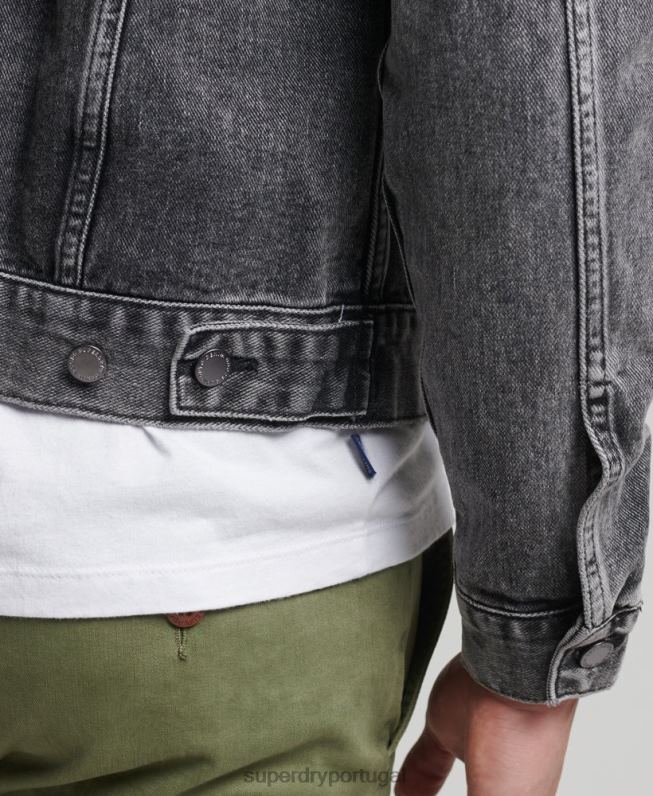 jaqueta caminhoneiro salteador homens preto roupas Superdry 2208H4530