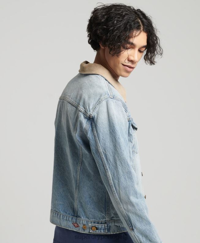 jaqueta caminhoneiro vintage Highwayman homens azul roupas Superdry 2208H4451