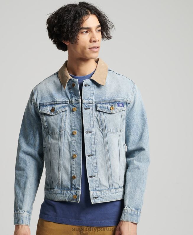 jaqueta caminhoneiro vintage Highwayman homens azul roupas Superdry 2208H4451
