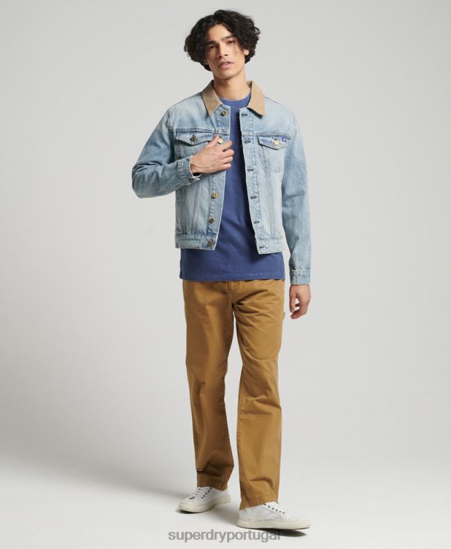 jaqueta caminhoneiro vintage Highwayman homens azul roupas Superdry 2208H4451