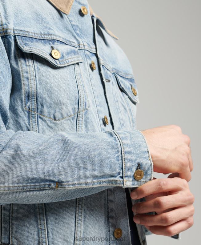 jaqueta caminhoneiro vintage Highwayman homens azul roupas Superdry 2208H4451