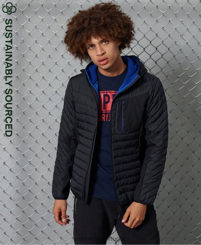 jaqueta casual com capuz de convecção homens preto roupas Superdry 2208H4774