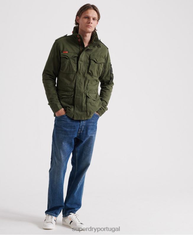 jaqueta clássica de bolso novato homens verde roupas Superdry 2208H4626