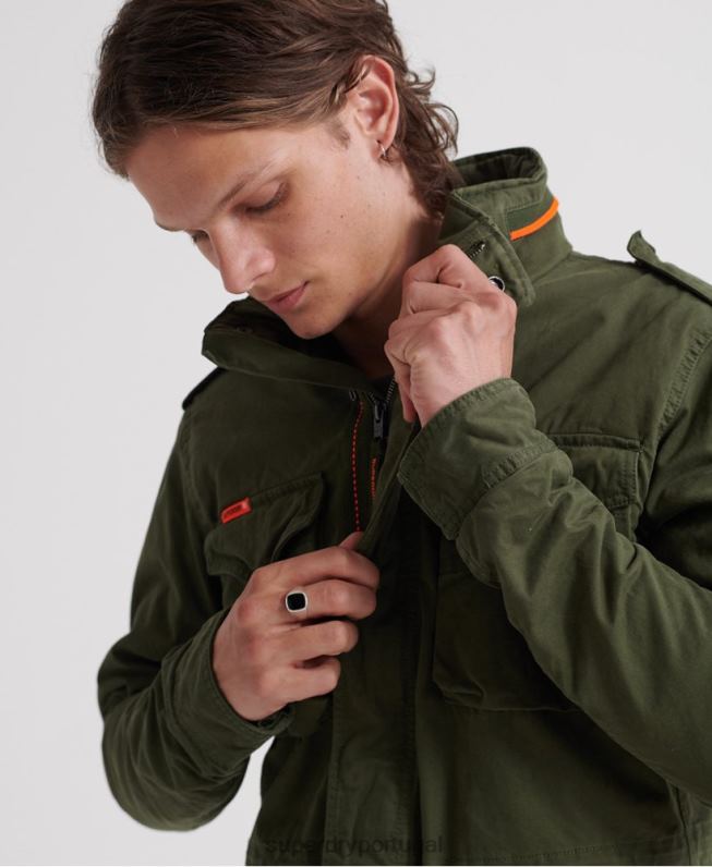 jaqueta clássica de bolso novato homens verde roupas Superdry 2208H4626