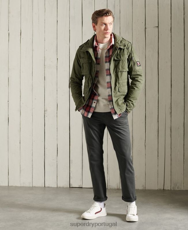 jaqueta clássica de novato homens caqui roupas Superdry 2208H1164