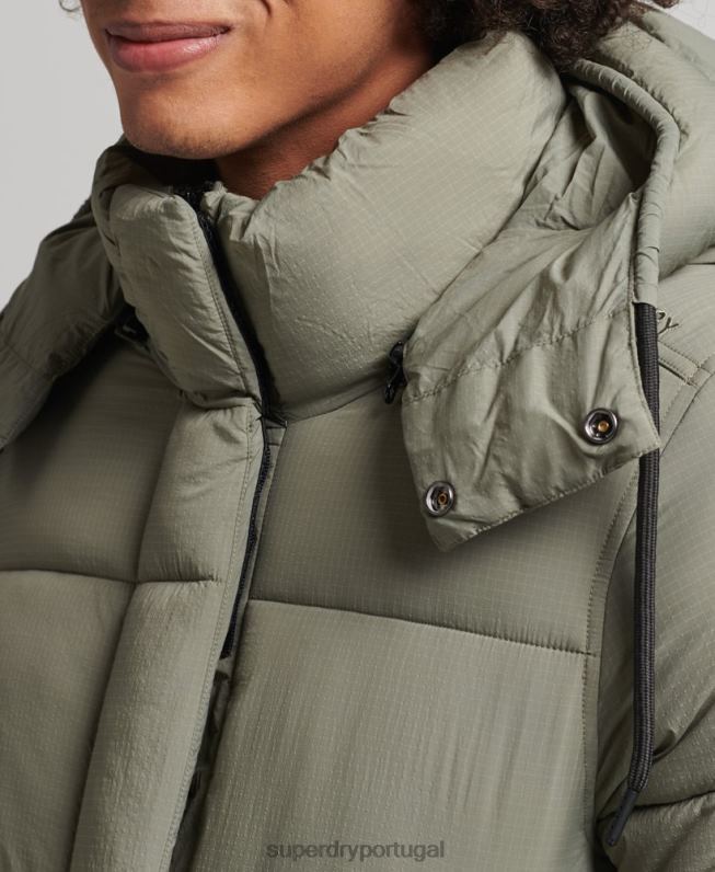 jaqueta curta acolchoada linha lateral homens caqui roupas Superdry 2208H974