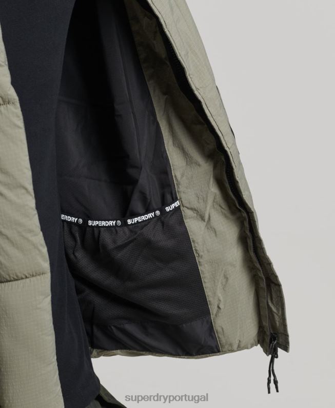 jaqueta curta acolchoada linha lateral homens caqui roupas Superdry 2208H974