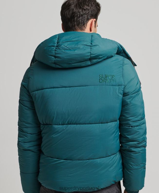jaqueta curta acolchoada linha lateral homens verde roupas Superdry 2208H973