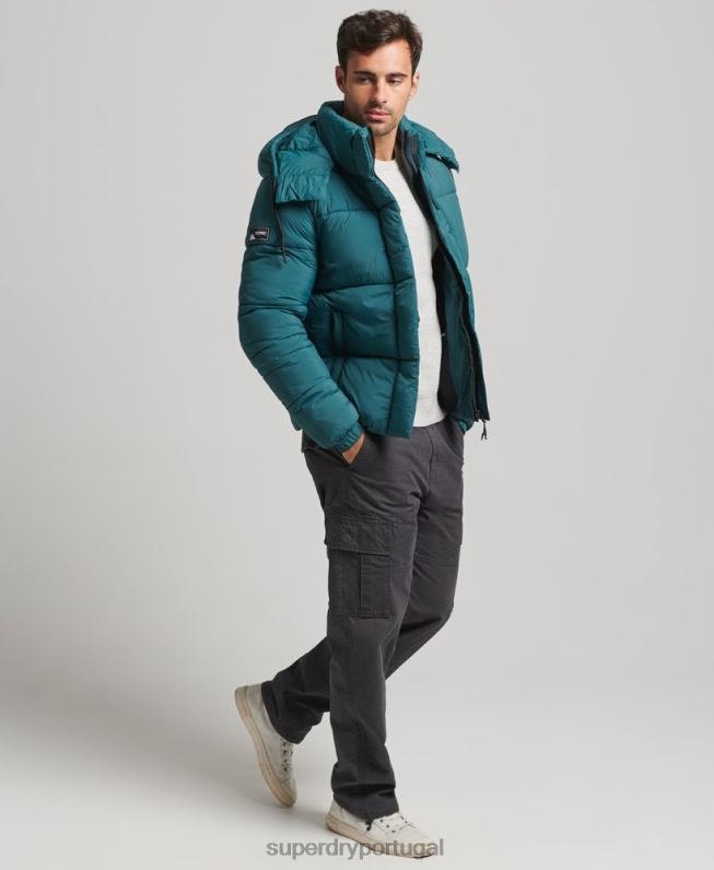 jaqueta curta acolchoada linha lateral homens verde roupas Superdry 2208H973