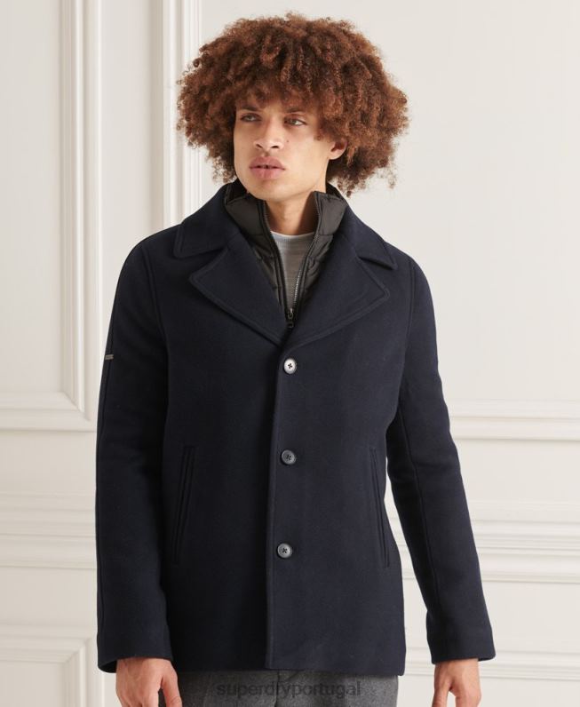 jaqueta curta acolchoada studios homens marinha roupas Superdry 2208H1036