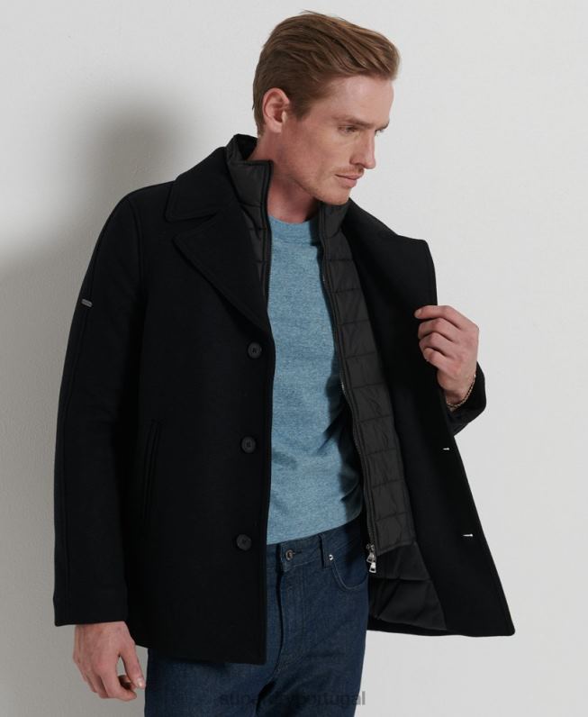 jaqueta curta acolchoada studios homens preto roupas Superdry 2208H1145