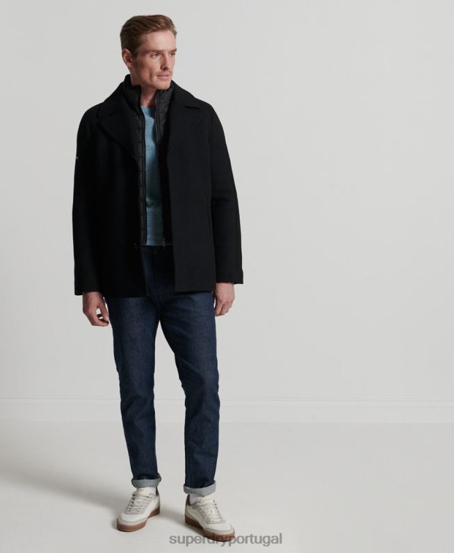 jaqueta curta acolchoada studios homens preto roupas Superdry 2208H1145