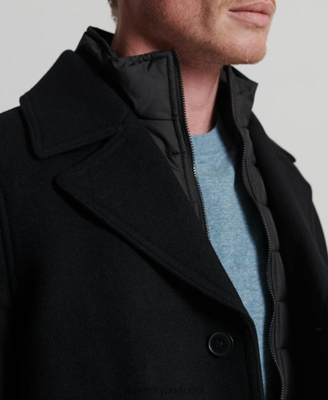 jaqueta curta acolchoada studios homens preto roupas Superdry 2208H1145