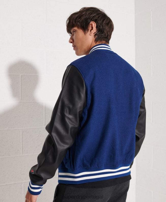 jaqueta de beisebol do time do colégio de lã homens marinha roupas Superdry 2208H4586