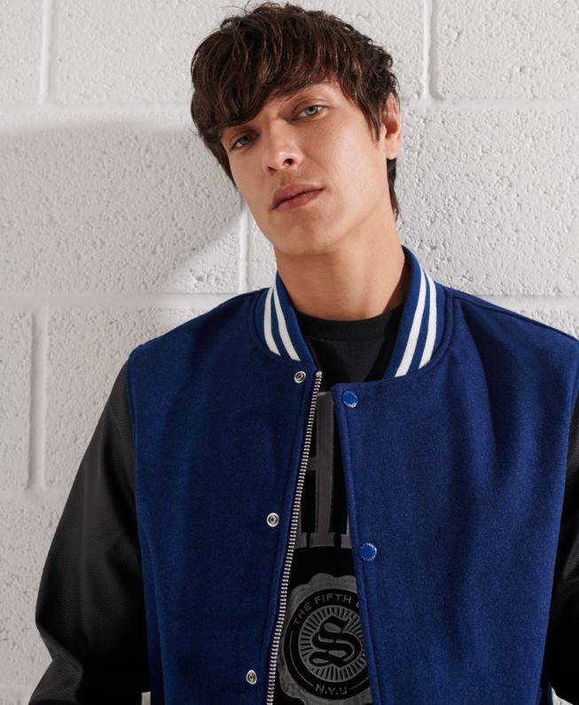 jaqueta de beisebol do time do colégio de lã homens marinha roupas Superdry 2208H4586