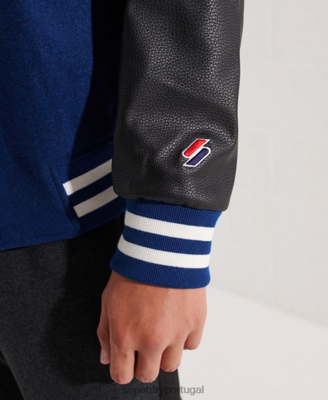 jaqueta de beisebol do time do colégio de lã homens marinha roupas Superdry 2208H4586