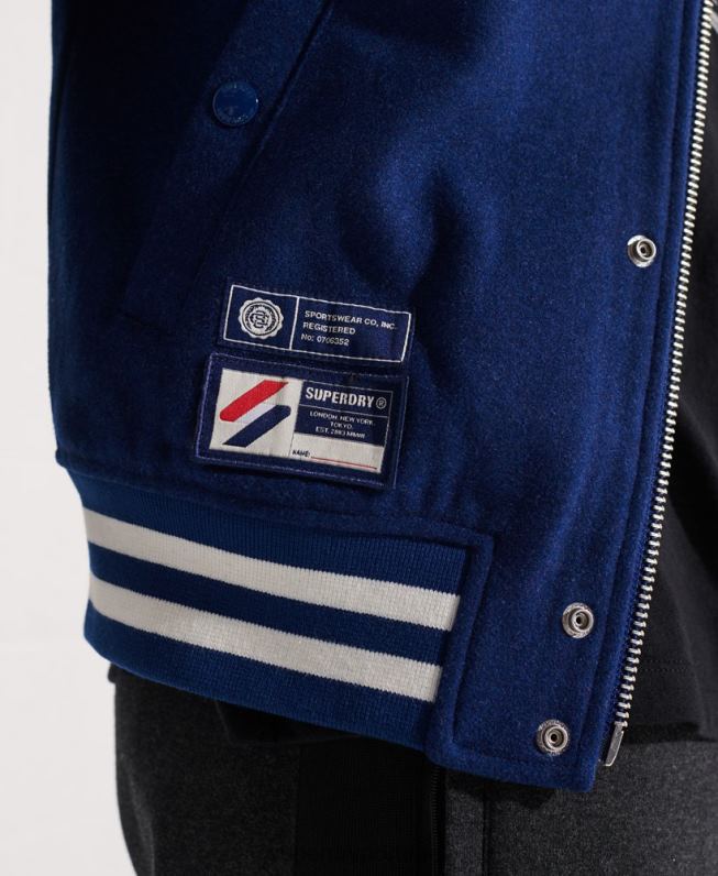jaqueta de beisebol do time do colégio de lã homens marinha roupas Superdry 2208H4586