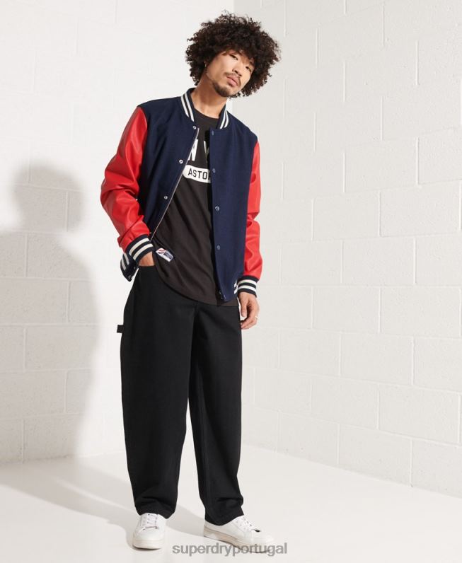 jaqueta de beisebol do time do colégio de lã homens marinha roupas Superdry 2208H4628